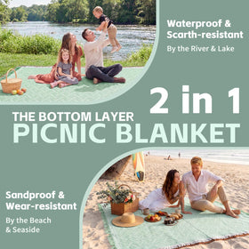 RYCHIC 2-in-1 blanket at the beach for lounging on sand