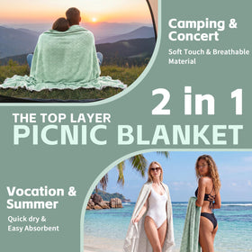 RYCHIC 2-in-1 blanket bottom shows waterproof protection on damp grass