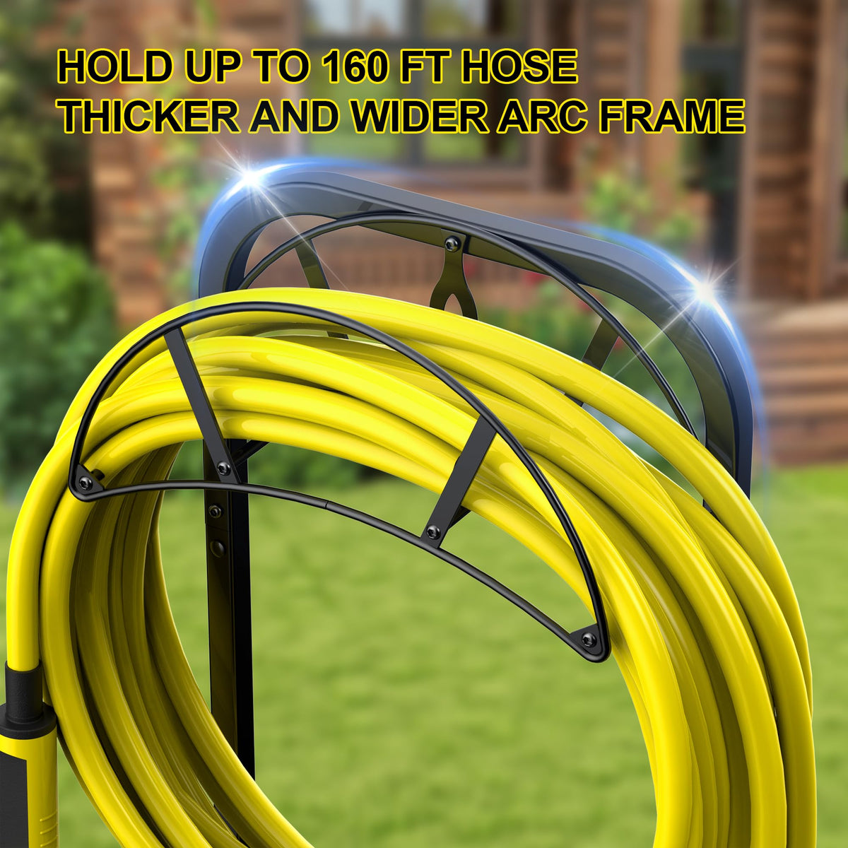 S SUCHEK garden hose holder features an integrated frame for durability