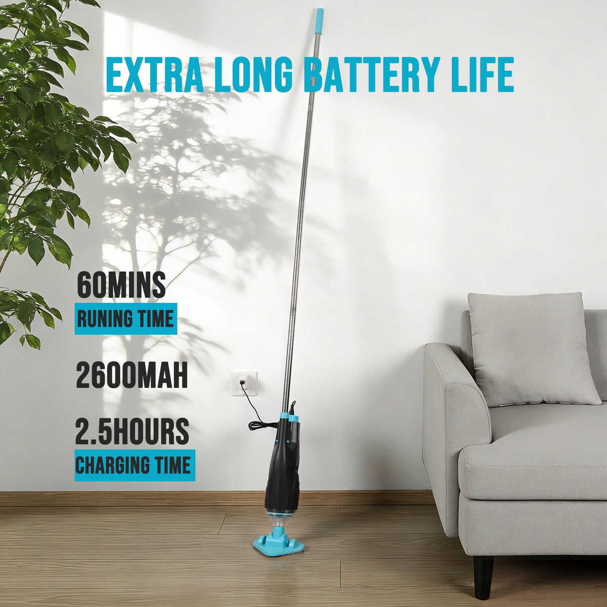 S7 cordless runtime up to 60 minutes for flexible cleaning sessions.