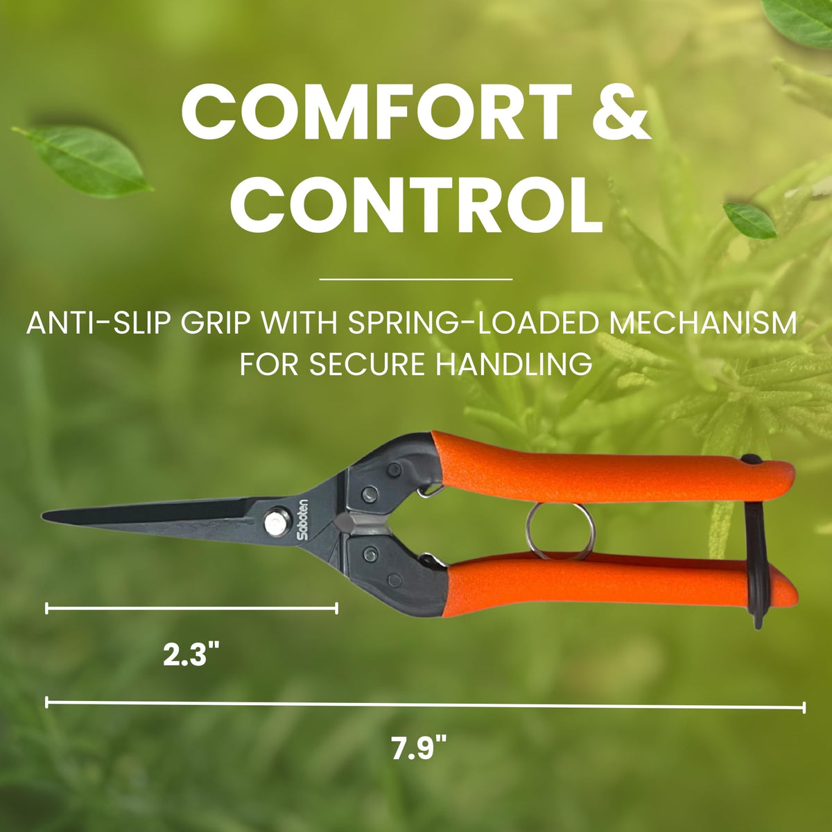 Saboten safety lock keeps blades closed for safe storage and transport.