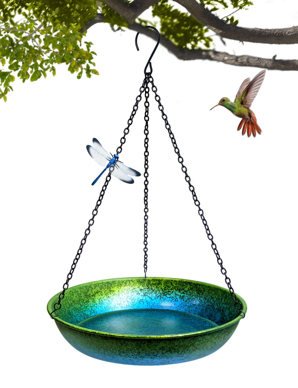 SAC SMARTEN ARTS hanging bird bath with gradient center for a colorful backyard water feature
