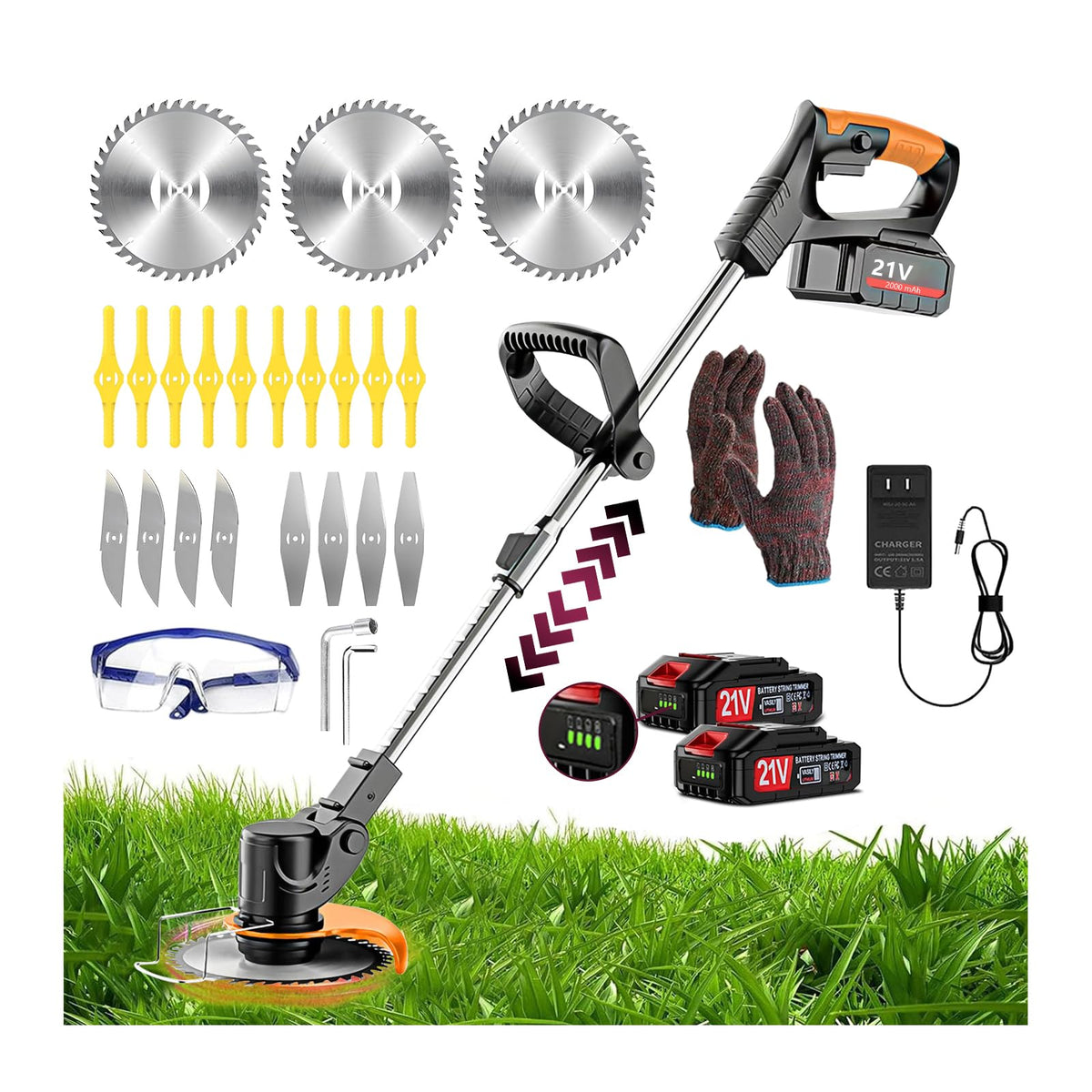 SADGXY electric weed wacker 21V with battery for cordless yard care