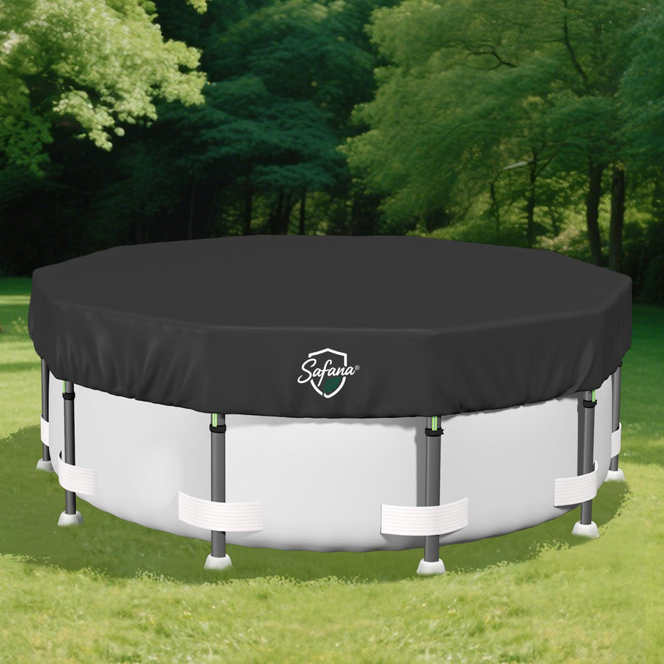 Safana 12ft round pool cover with tear-resistant 420D fabric protecting water clarity