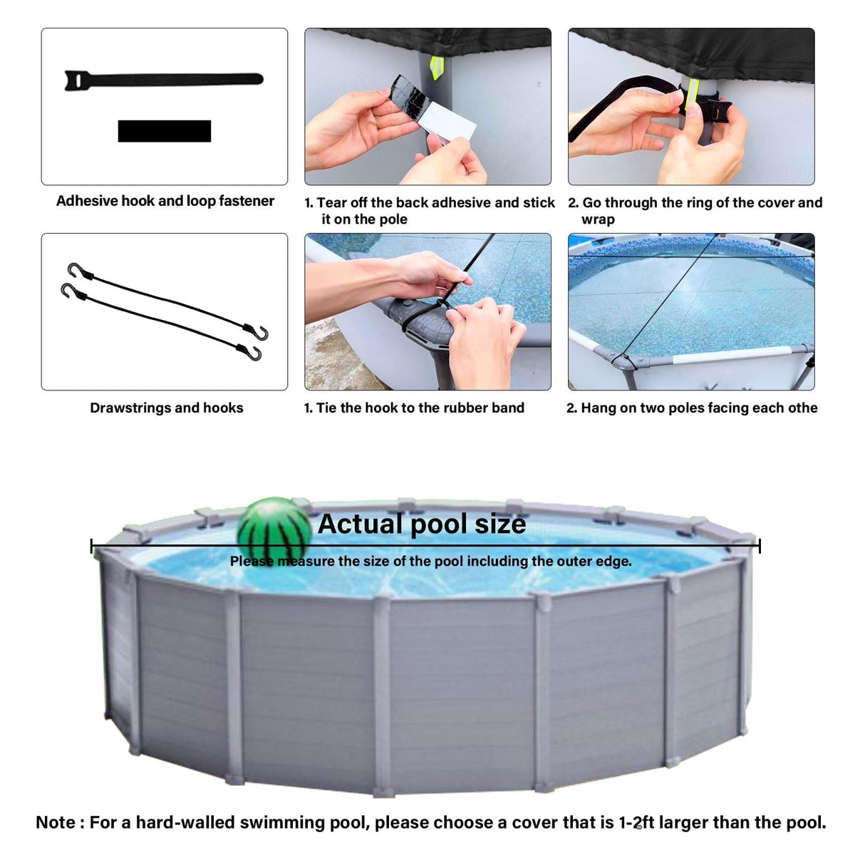 Safana 12ft cover shown with windproof accessories for stable fit
