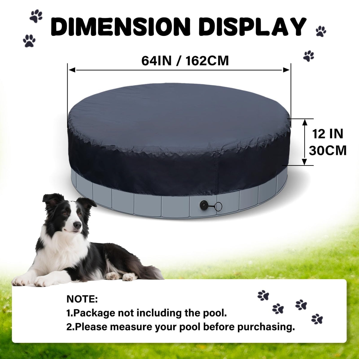Safana round dog pool cover side height 12inch provides secure fit and wind protection.