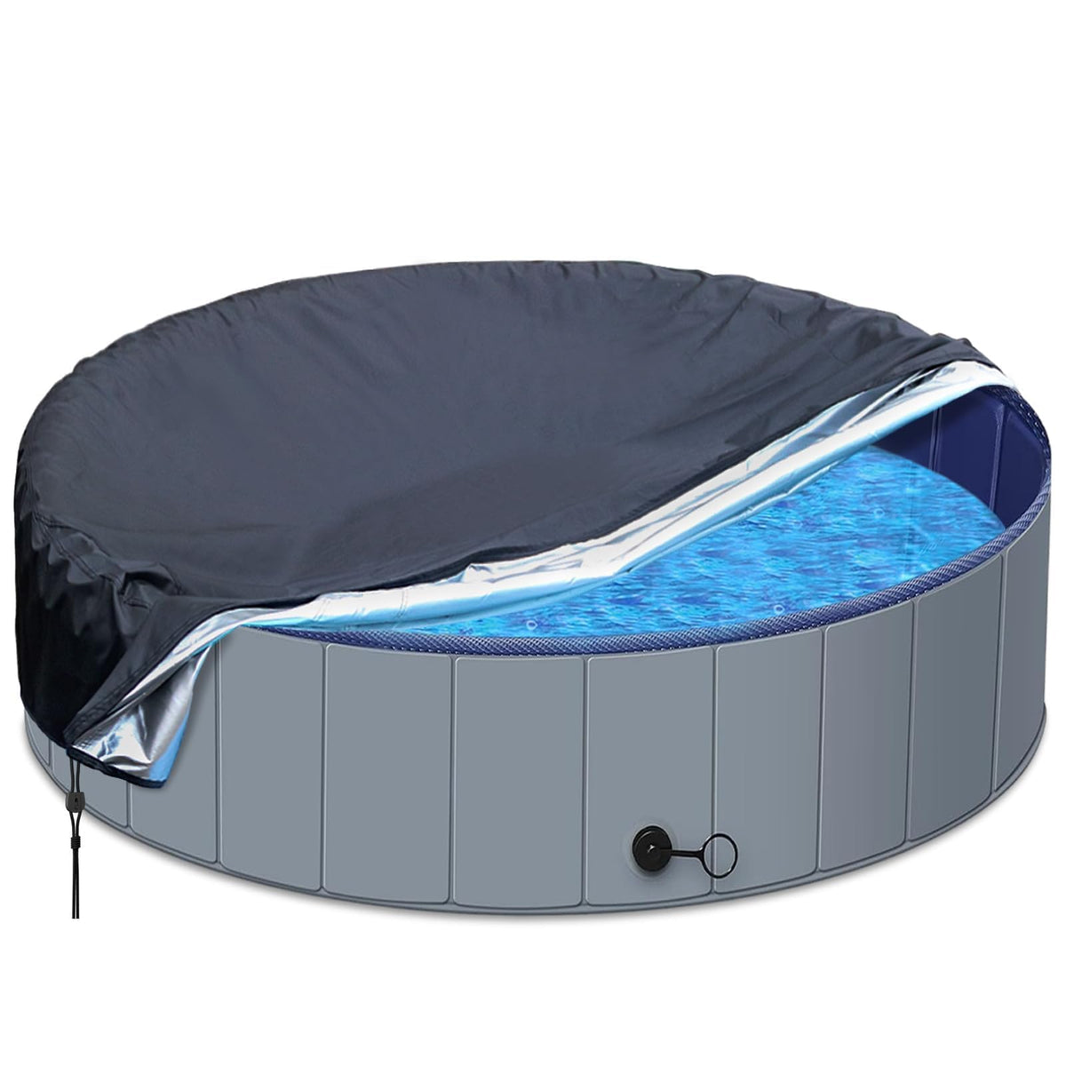 Safana 63/64 inch round dog pool cover top ring 64inch shields debris and keeps water clean.