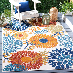 Safavieh Cabana 3x5 rug in cream and red pattern, outdoor-friendly and easy to clean.