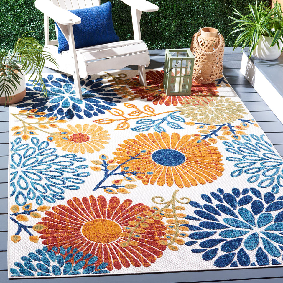 Safavieh Cabana 3x5 rug in cream and red pattern, outdoor-friendly and easy to clean.