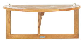 Safavieh Owens balcony table attached to railing for coffee and plants, space-saving.