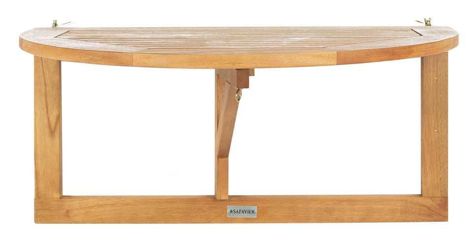 Safavieh Owens balcony table attached to railing for coffee and plants, space-saving.