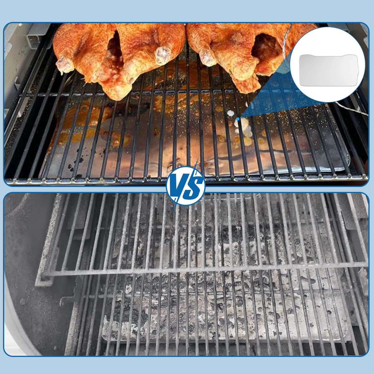 SafBbcue BAC521 liner shown in tray for spill-free cooking