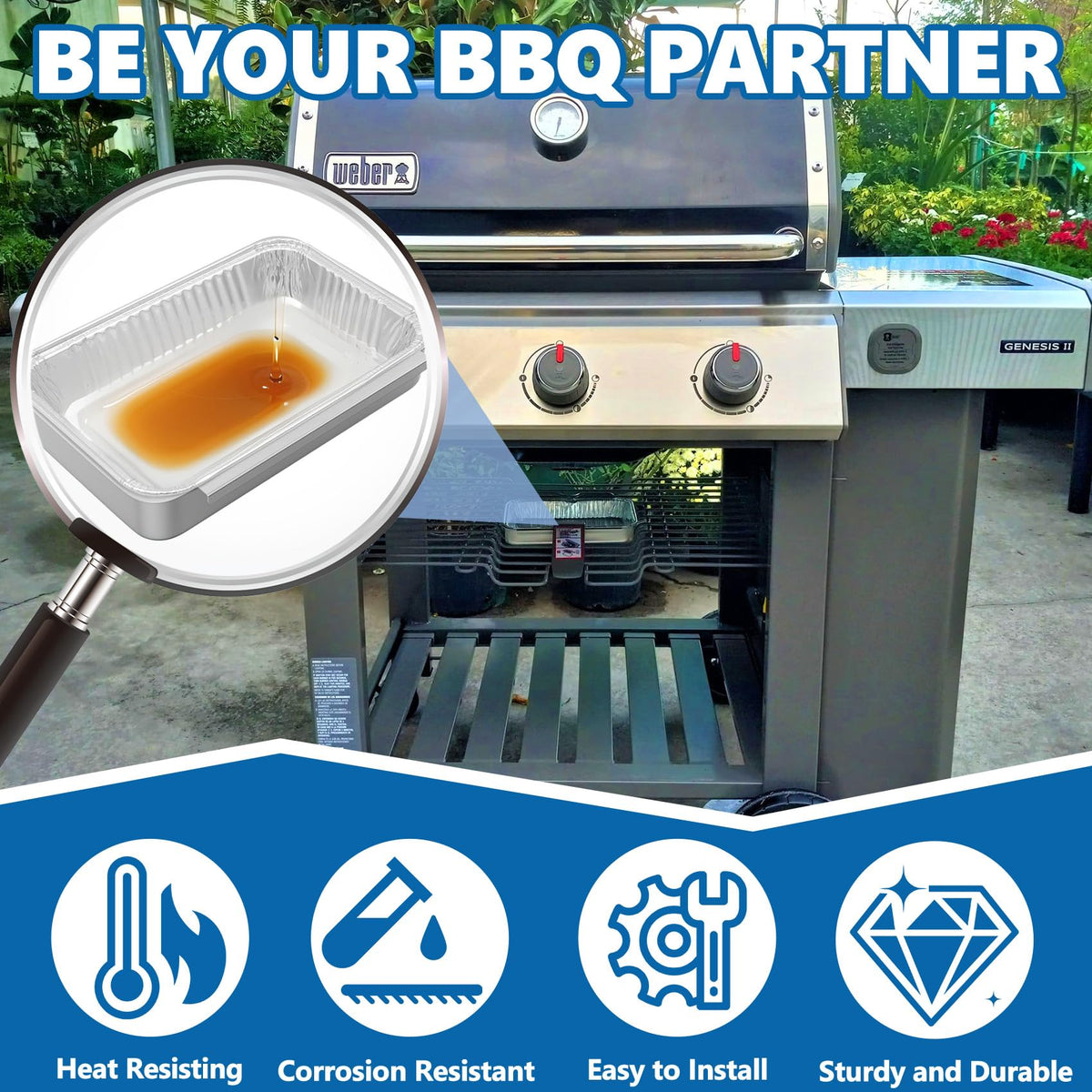 SafBbcue disposable drip liners, 12‑pack, support mess‑free post‑cook cleanup.