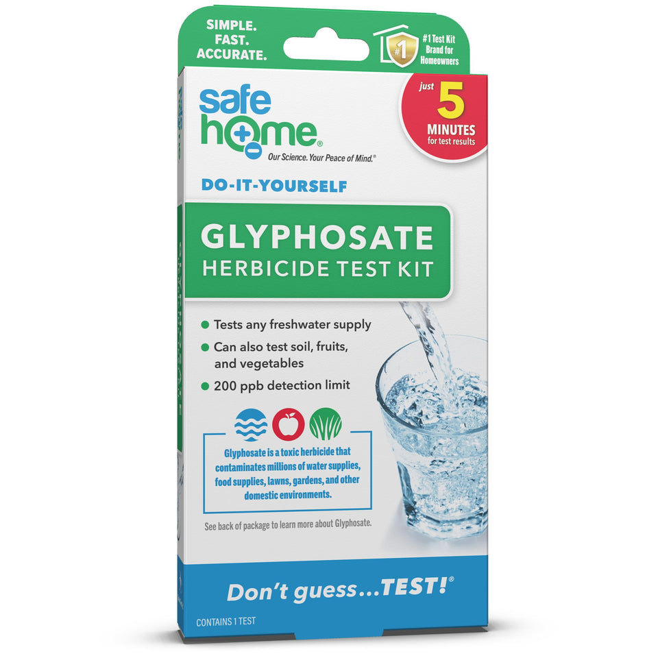 Safe Home glyphosate test kit contents arranged for quick at-home screening