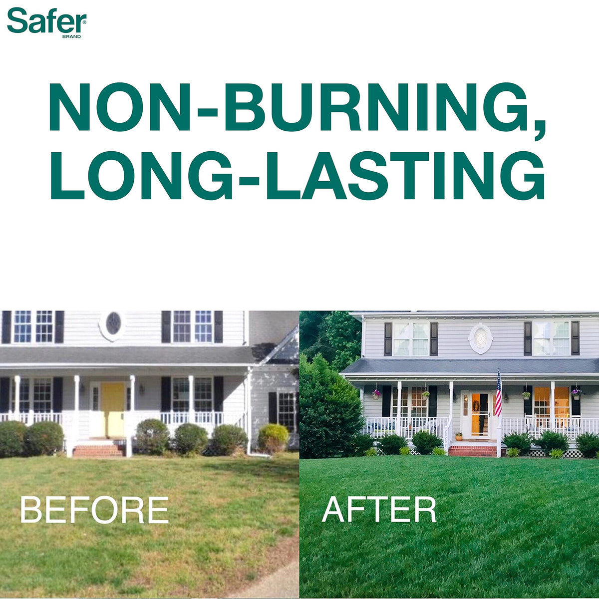 Safer Brand Lawn Restore n-p-k-9-0-2 emphasizes balanced nutrition for growth.