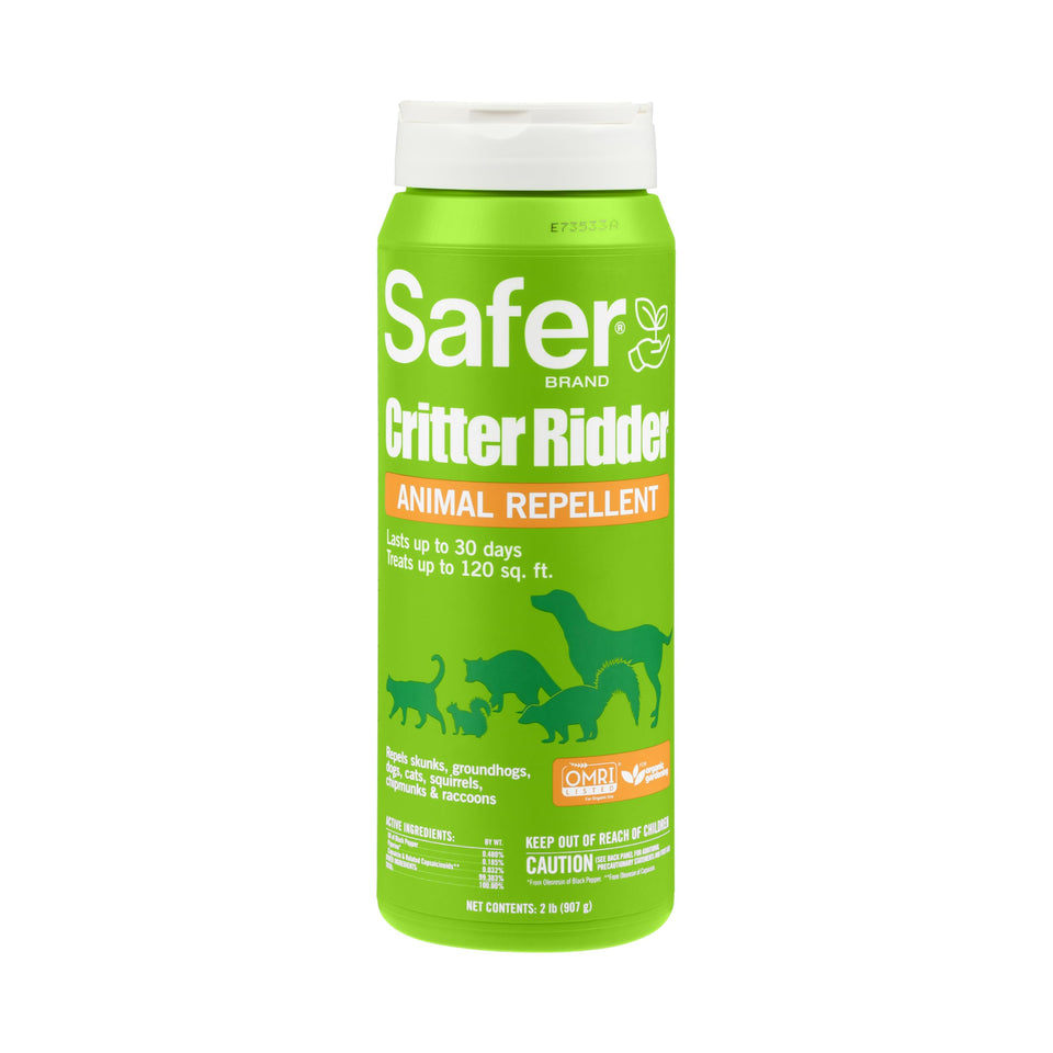 Safer Critter Ridder granules in package for garden and yard use.