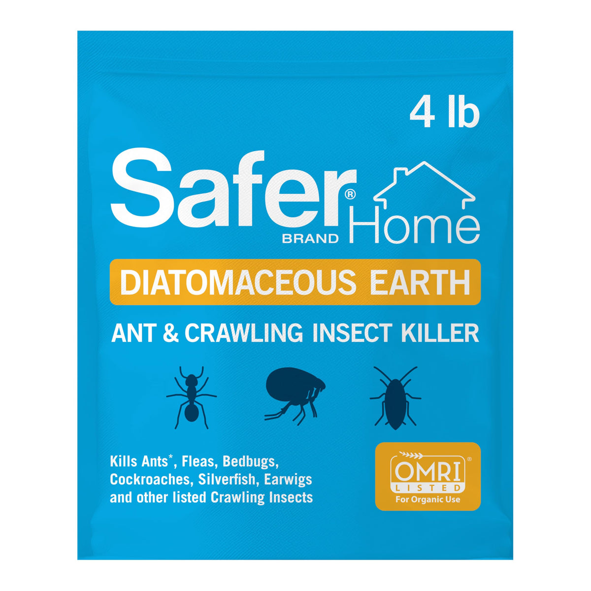 Safer Diatomaceous Earth 4 lb bag for indoor and outdoor pest control.