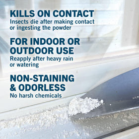 Safer Diatomaceous Earth 4 lb applied along baseboards to form a barrier.