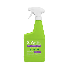 Safer Garden 3-in-1 spray bottle pour showing ready-to-use protection for pests and disease