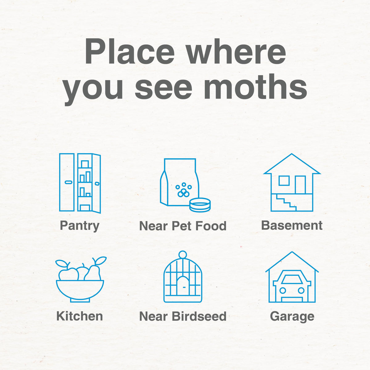 Place Safer Home Pantry Pest Trap in pantry, kitchen, or garage to monitor.