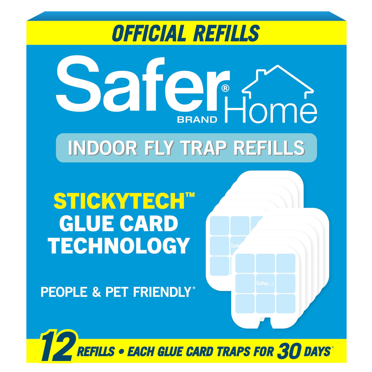 Safer Home SH512 glue card refill pack for SH502 trap showing secure adhesion and no pesticides.