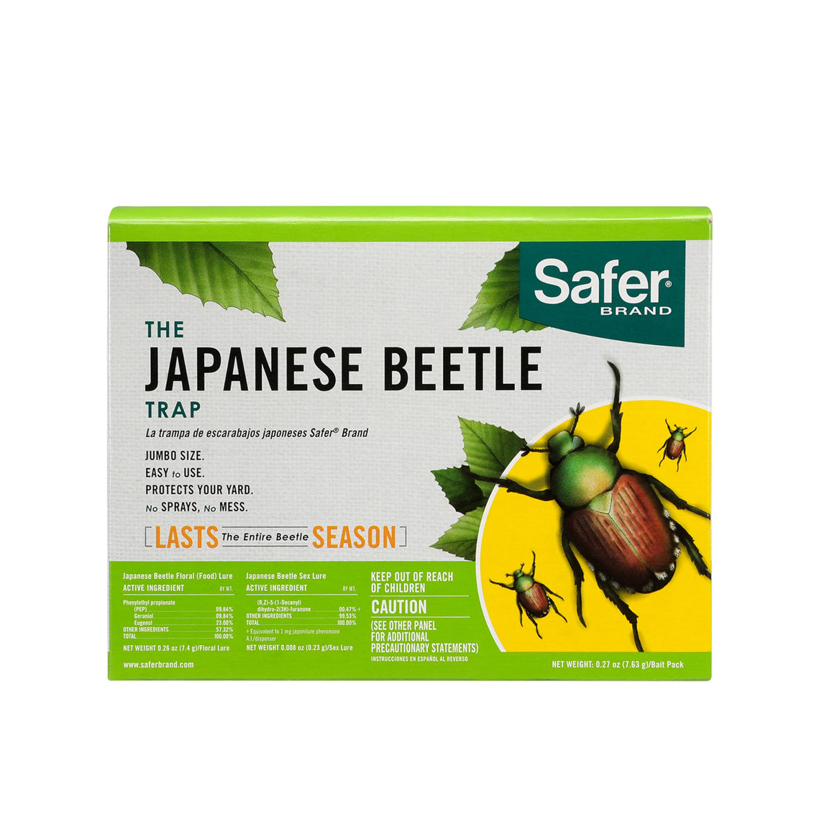 Safer Japanese Beetle Trap with attractant outdoors draws beetles to trap