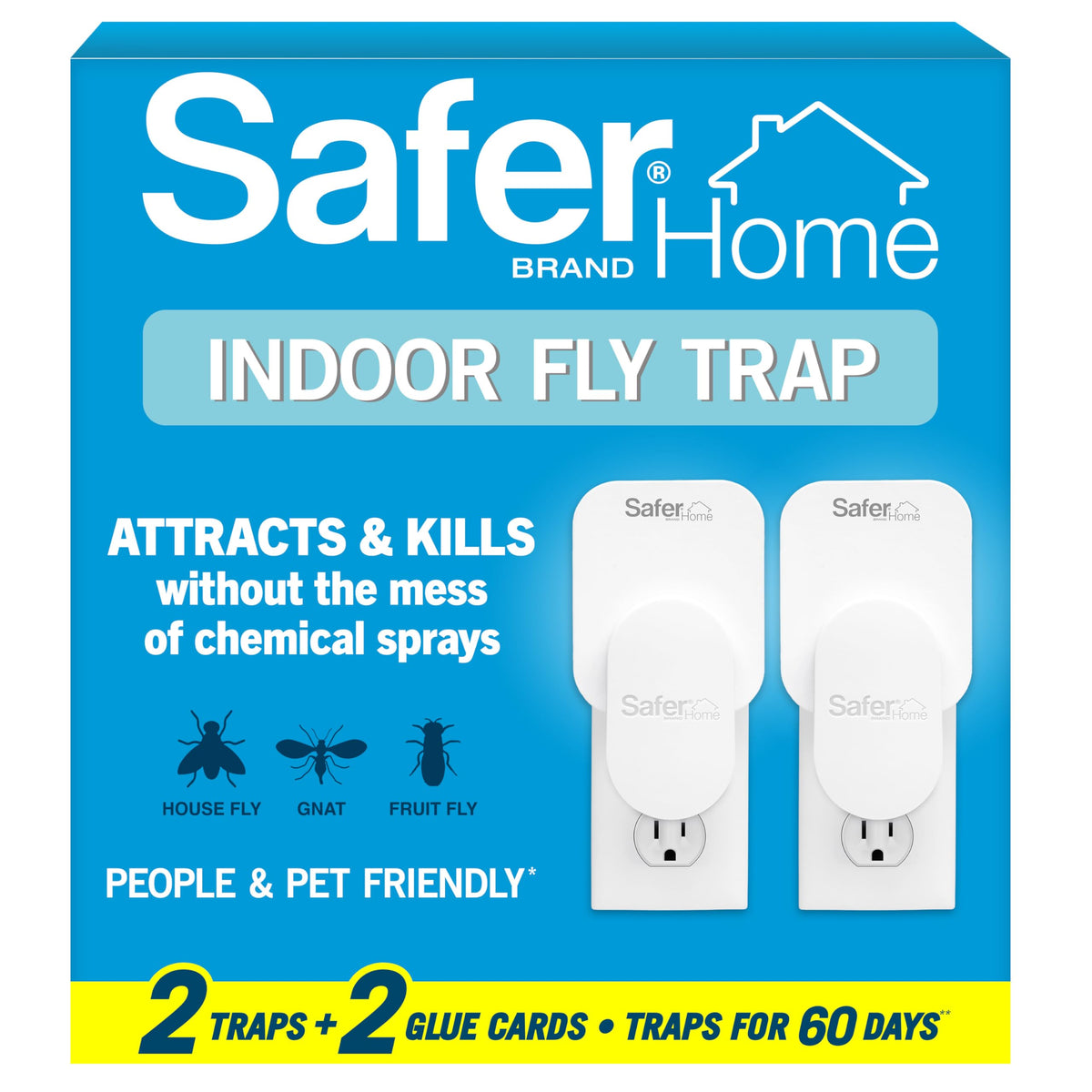 Safer SH502-2SR plug-in fly trap attracting flies and gnats near outlets.