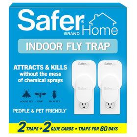 Safer SH502-2SR plug-in fly trap attracting flies and gnats near outlets.