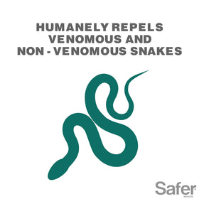 Close-up of Safer Brand Snake Shield packaging with resealable bag