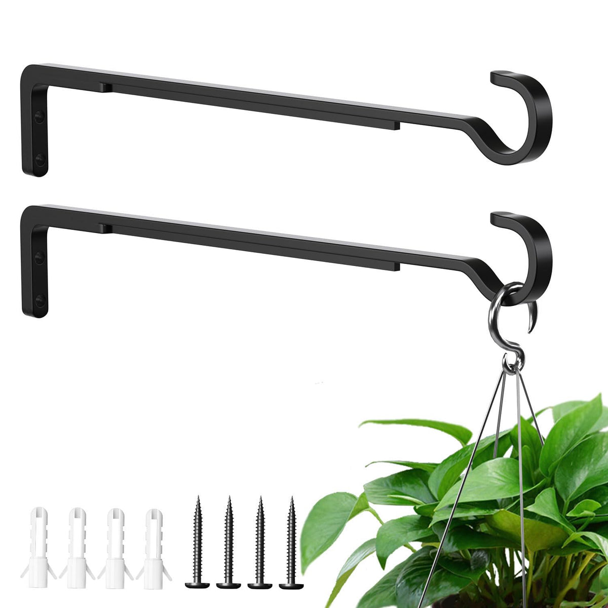 Saffruff 14-inch plant hanger two-pack for sturdy outdoor display