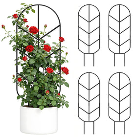 Saffruff 4 Pack 30-inch large metal plant trellis, front view, sturdy support for vines.