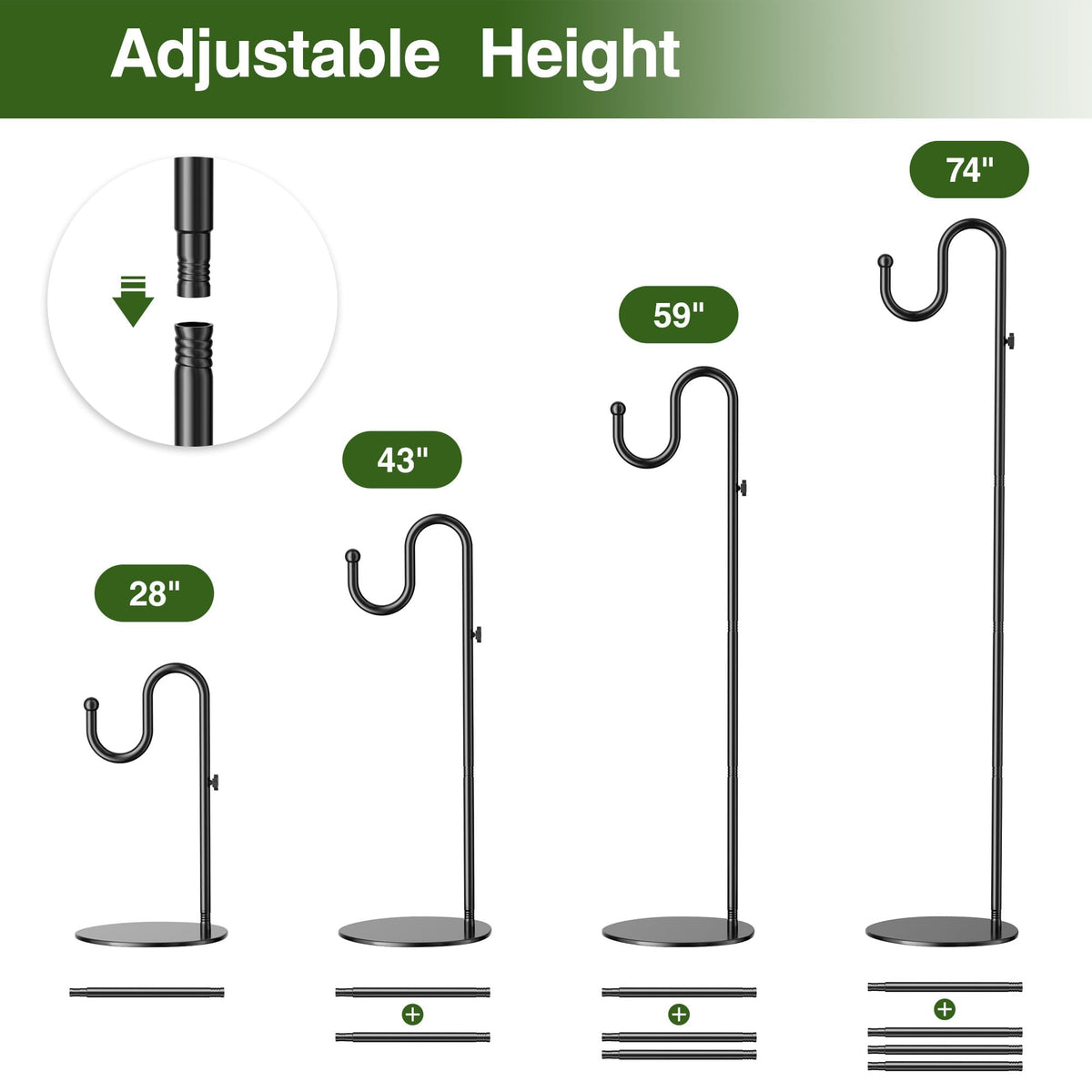 Saffruff shepherds hook stand decorative curve enhances garden decor