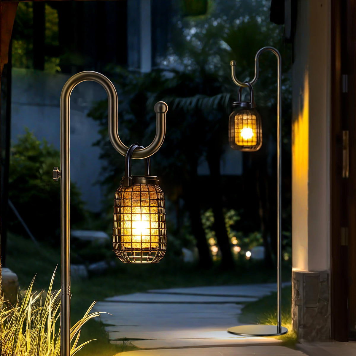 Saffruff shepherds hook stand hanging options support wind chimes and lanterns