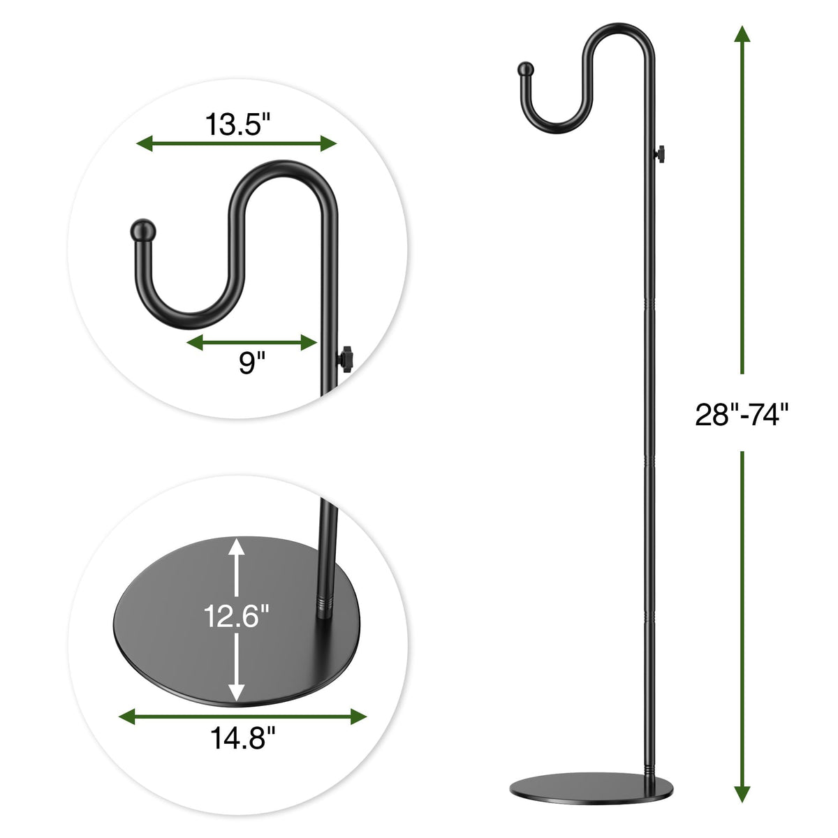 Saffruff shepherds hook stand indoor outdoor versatility