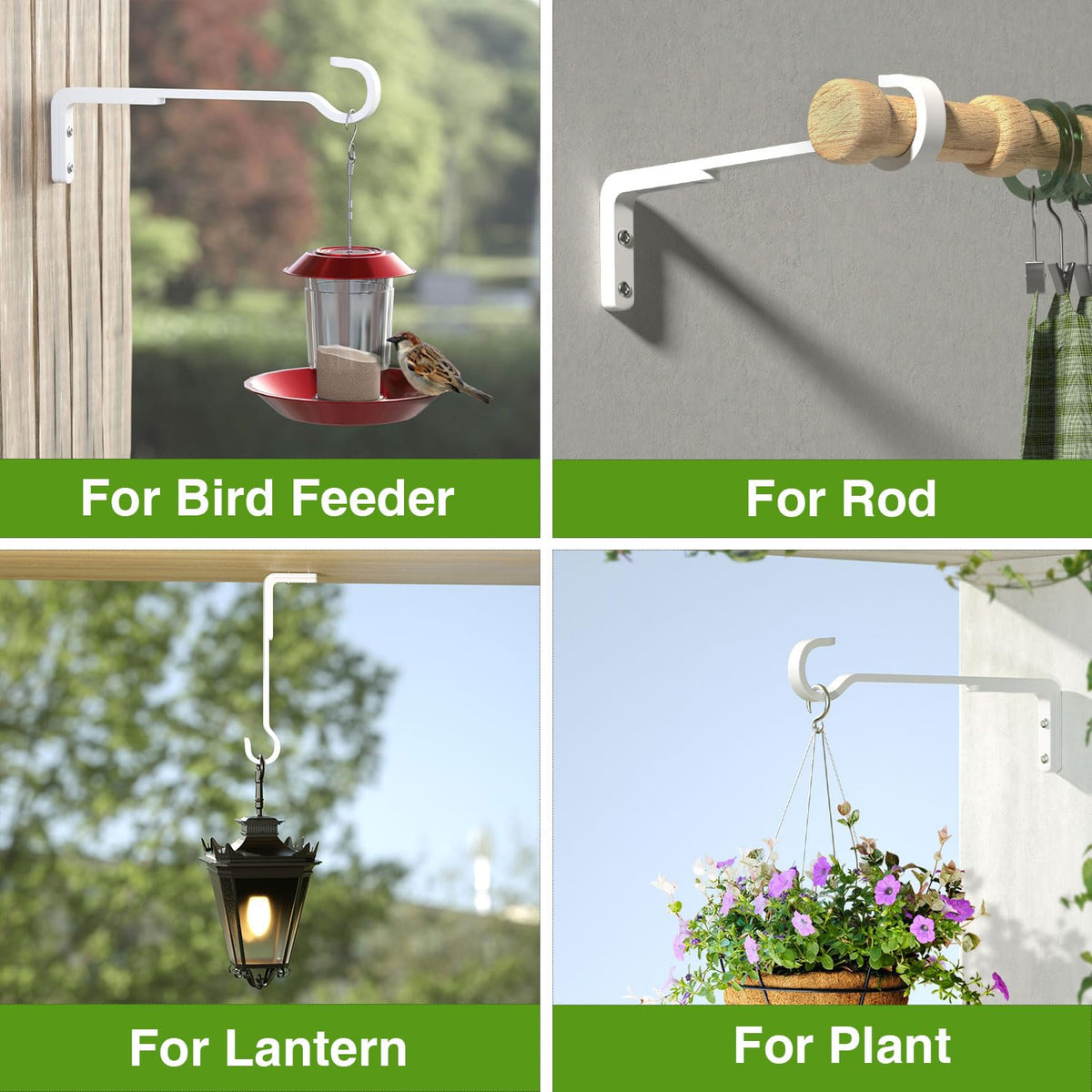 Saffruff white metal plant bracket designed for weatherproof mounting.