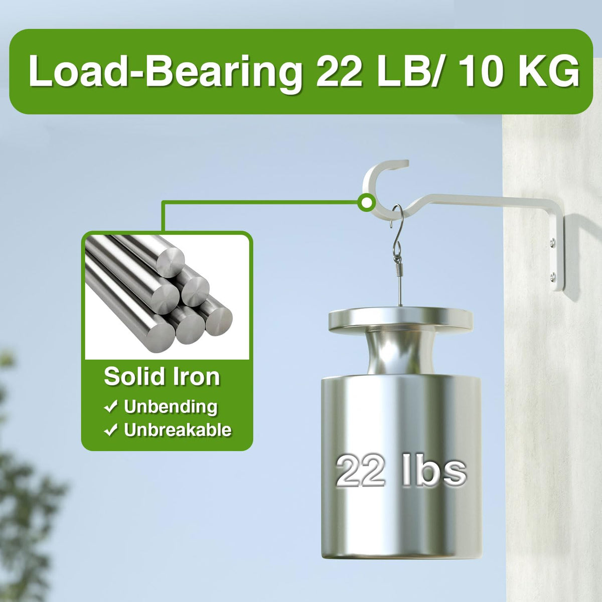 Saffruff white iron bracket holding a lantern securely.
