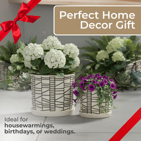 Sagebrook Home 6- and 8-inch geometric planters pair nicely.