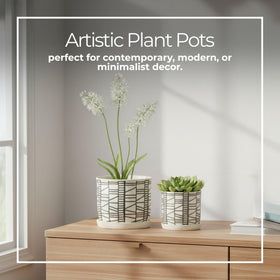 Sagebrook Home ivory-finish closeup emphasizes clean, elegant planter accents.