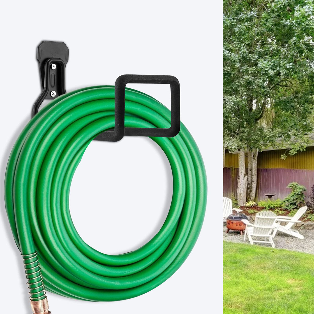 Sageme hose hanger compact design fits small garages or sheds.
