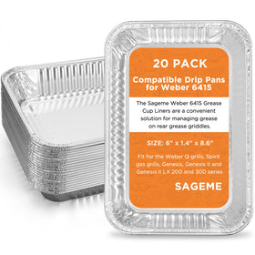 Sageme 6415 drip pan pack ready for Weber grilling to simplify cleanup.