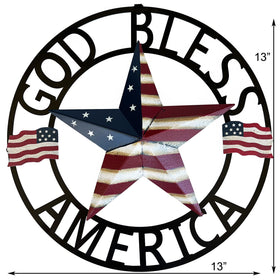 SAGUZOU 13-inch metal American flag star wreath for outdoor porch display