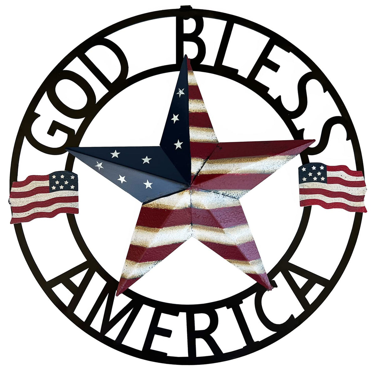 SAGUZOU God Bless America metal star welcome sign on a front door, adding patriotic curb appeal
