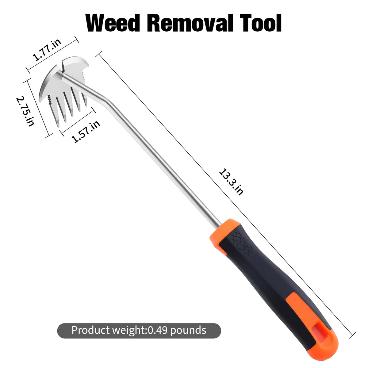 Saidrip 2-in-1 garden tool showing tines and blade for weeding and leveling.