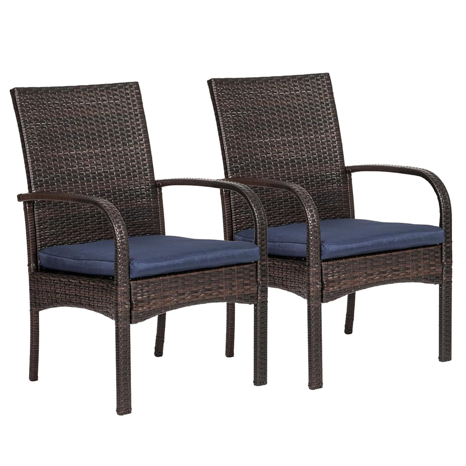 SAILARY outdoor wicker patio dining chair set offers stylish seating for outdoor dining.
