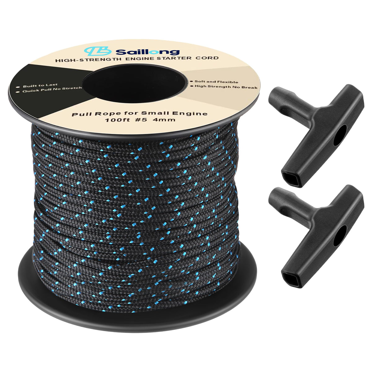 Saillong 4mm 100ft starter rope for lawn mowers, durable pull-start.
