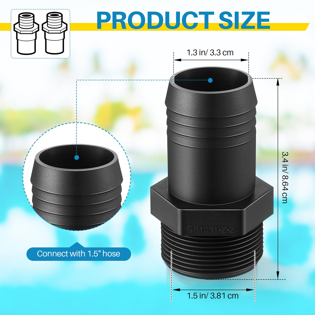 Saillong durable black plastic adapter built for long-lasting pool filtration