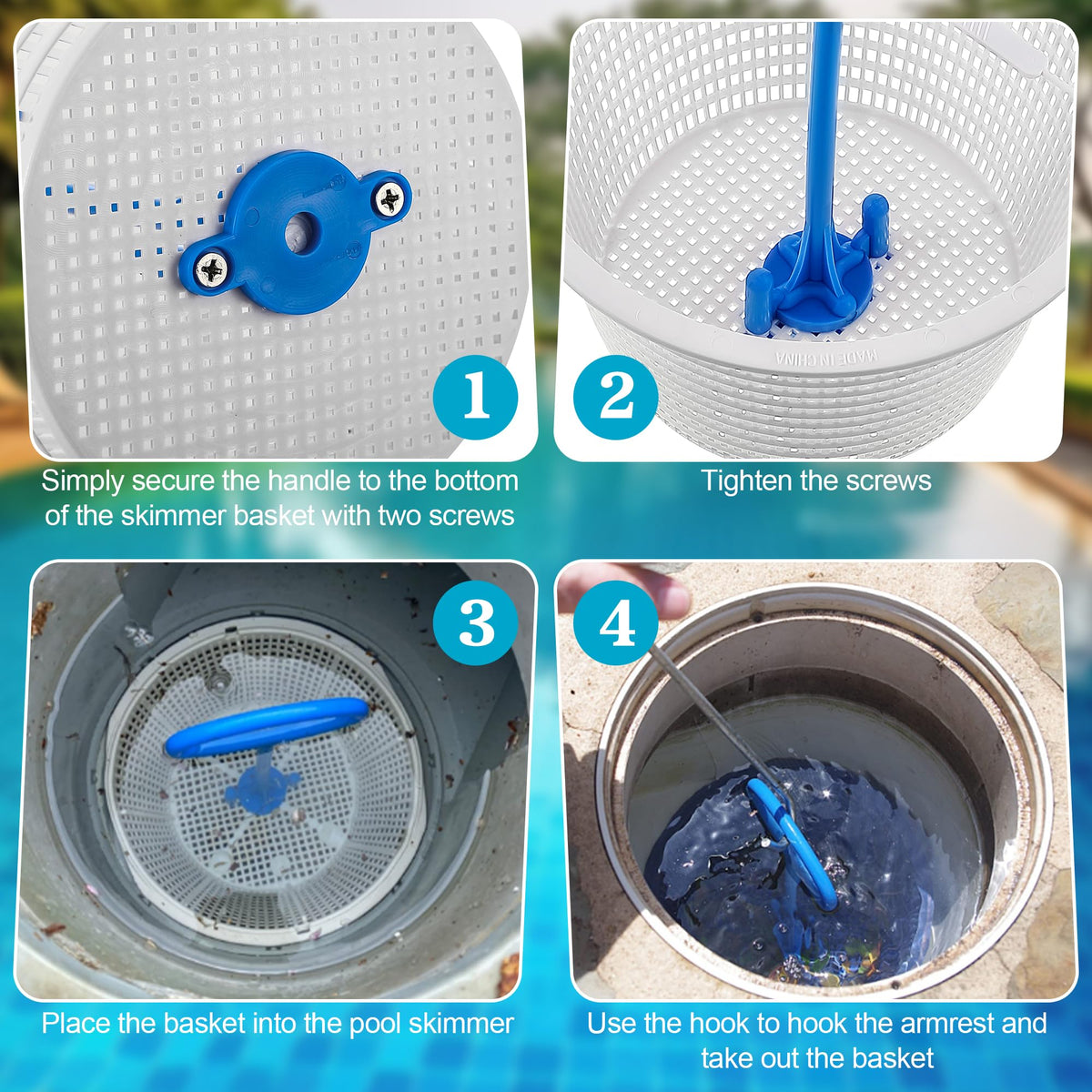Saillong durable chlorine-resistant plastic basket withstands pool chemicals