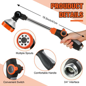 Saillong wand showing eight spray patterns for versatile tasks.
