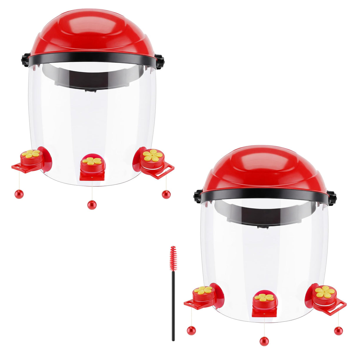 Saillong hummingbird feeder helmet front view with anti-leak ports attracts hummingbirds