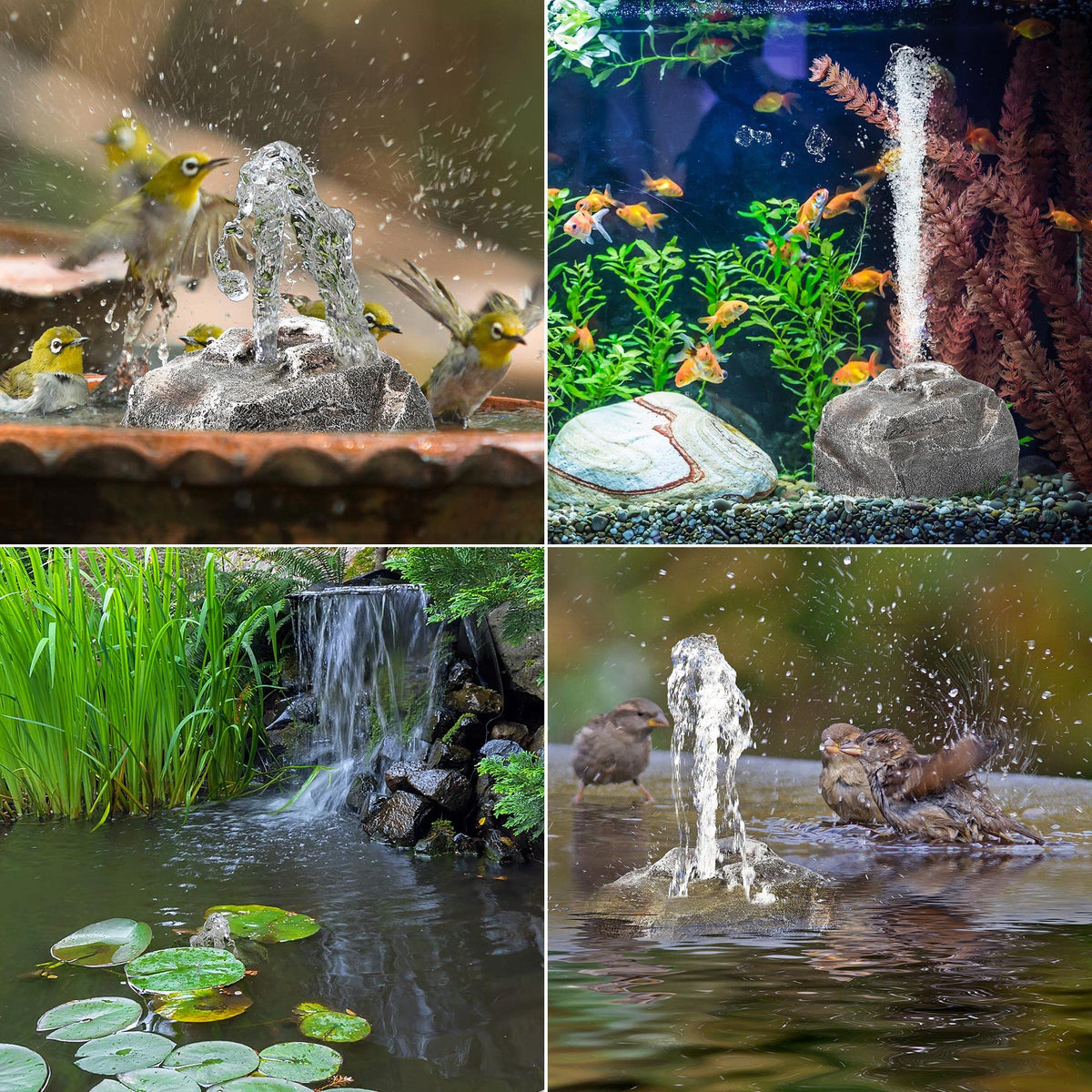 Saillong pond and aquarium fountain adds tranquil water movement to tanks.
